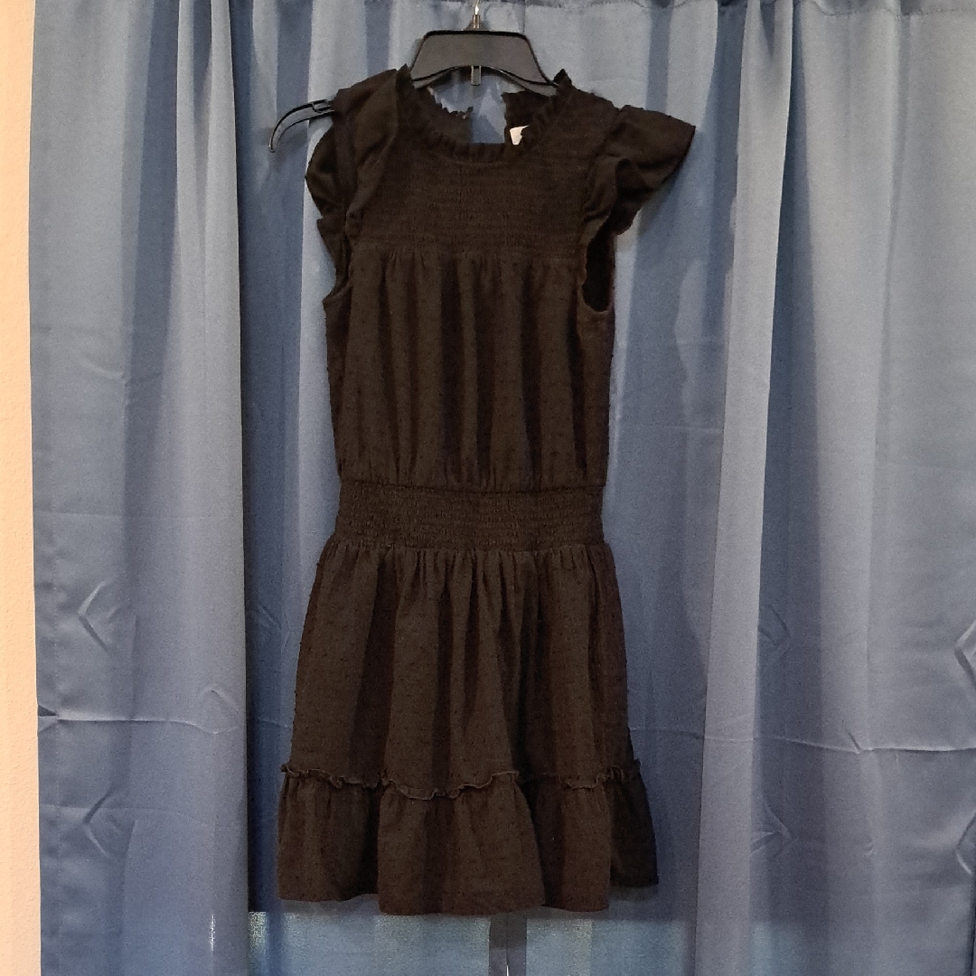 Loft Black Smocked Tiered Cocktail Dress